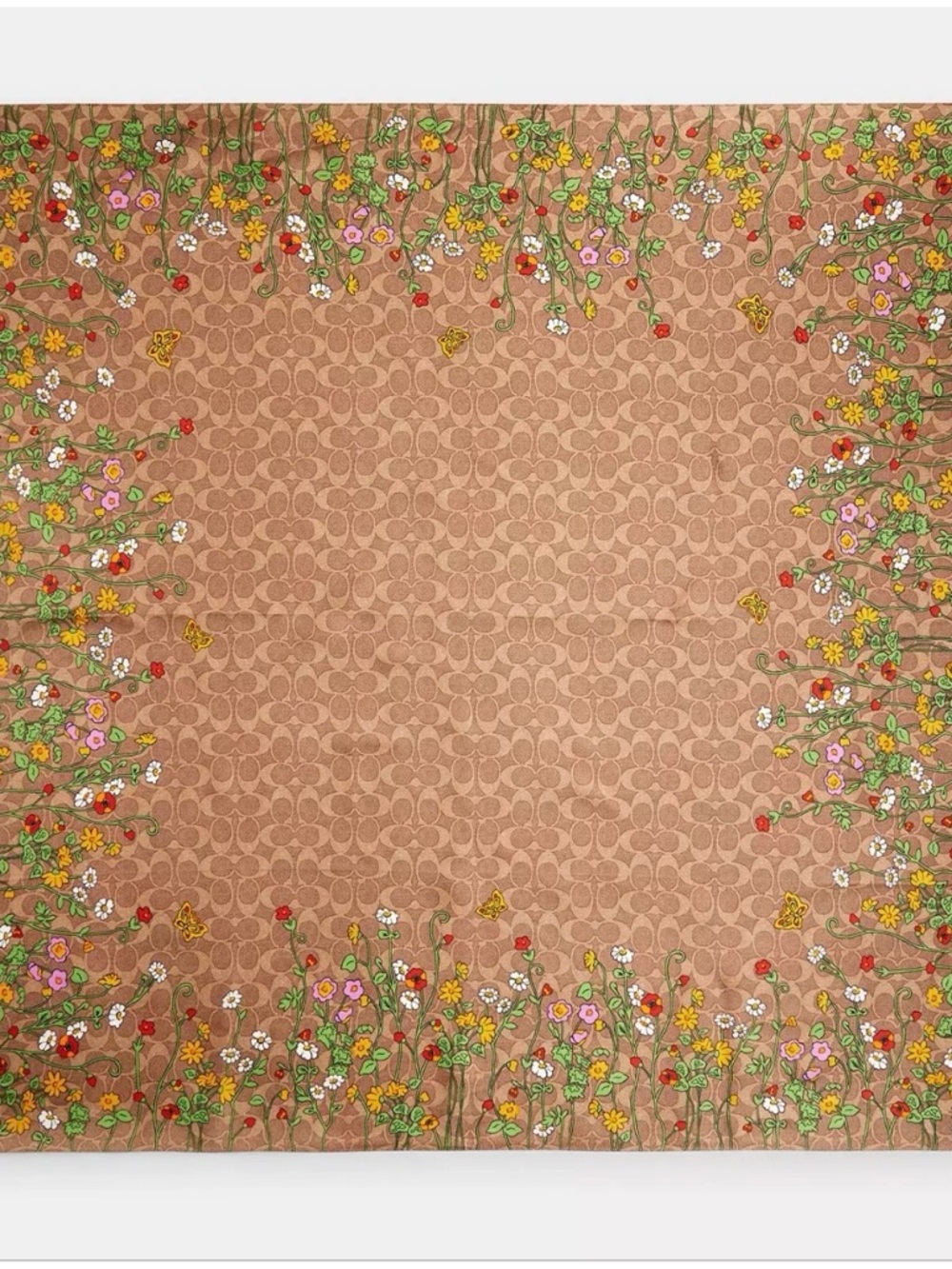 NWT Coach Spring Blossom Signature Print Silk Square Scarf Bandana CEK55